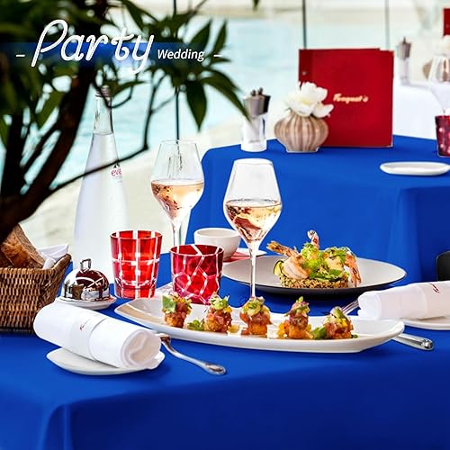 Miniatura 4 de Paquete de 10 manteles rectangulares color azul rey para mesas rectangulares de 6 pies de 60 x 102 pulgadas, mantel rectangular de 6 pies, mantel de