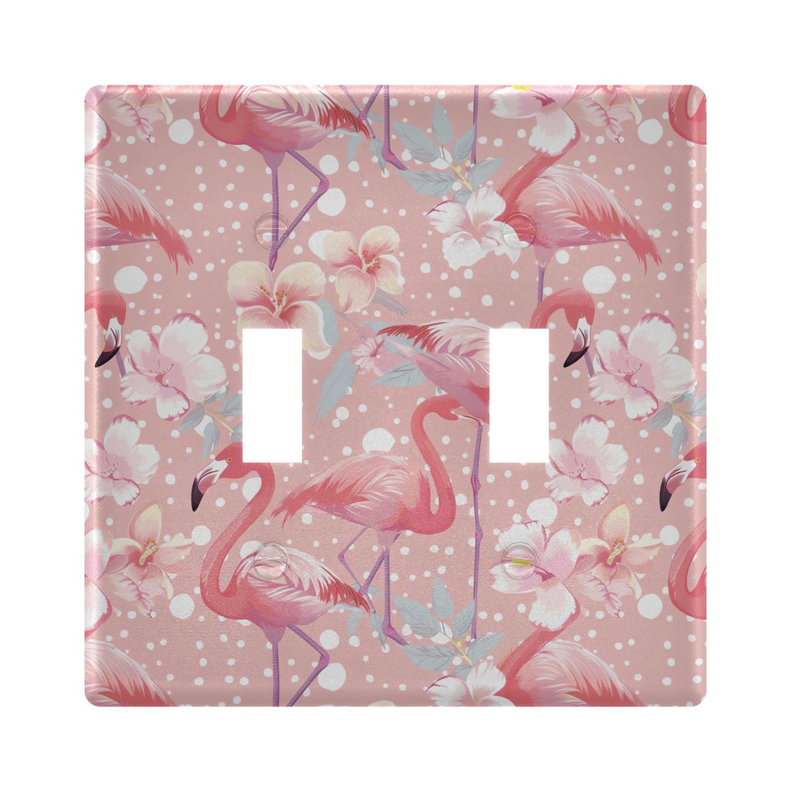 UMIRIKO Pink Flamingos Light Switch Cover Plate Covers Decorative Double Toggle Home Decor 202b5777