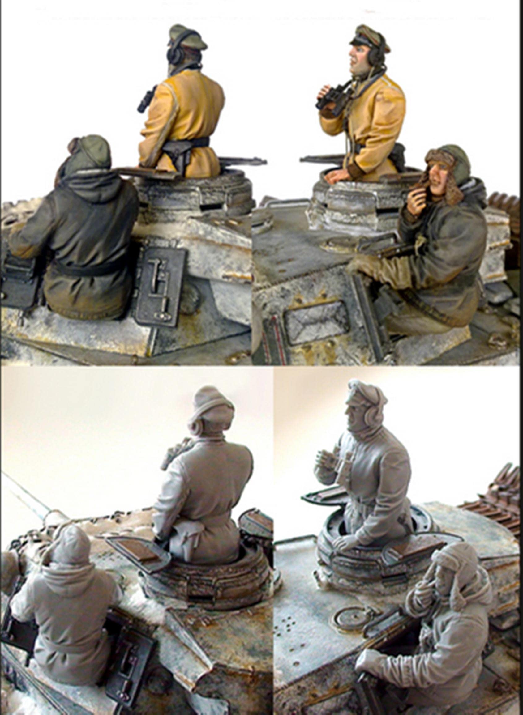 Goodmoel 1/35 Figurine en résine de soldat de char allemand de la seconde guerre mondiale (3 personnes, pas de chars) / Kit miniature de soldat non assemblé et non peint/HC-562