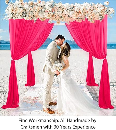 Miniatura 3 de ShinyBeauty Tela de gasa para arco de boda, 228 pulgadas de largo, telón de fondo de techo para fiesta, 29 x 19 pies, 2 paneles, elegante fondo