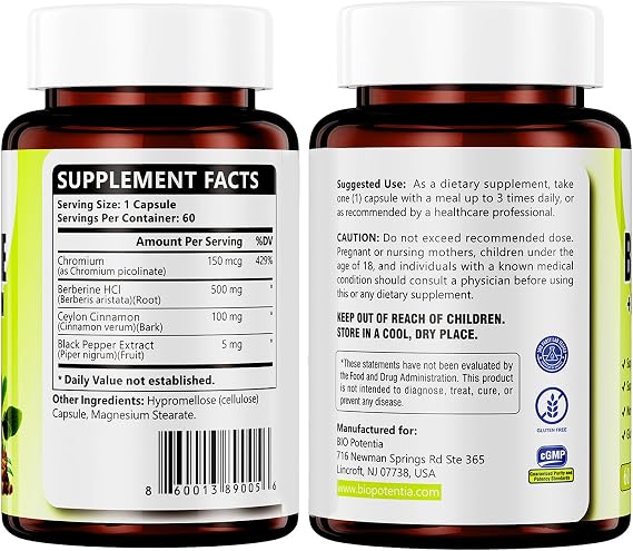 Berberine Supplement - Berberine 500mg with Ceylon Cinnamon, Enhanced Absorption Fomula for Immune System & Metabolic Support Supplement | Non-GMO - 60 Capsules