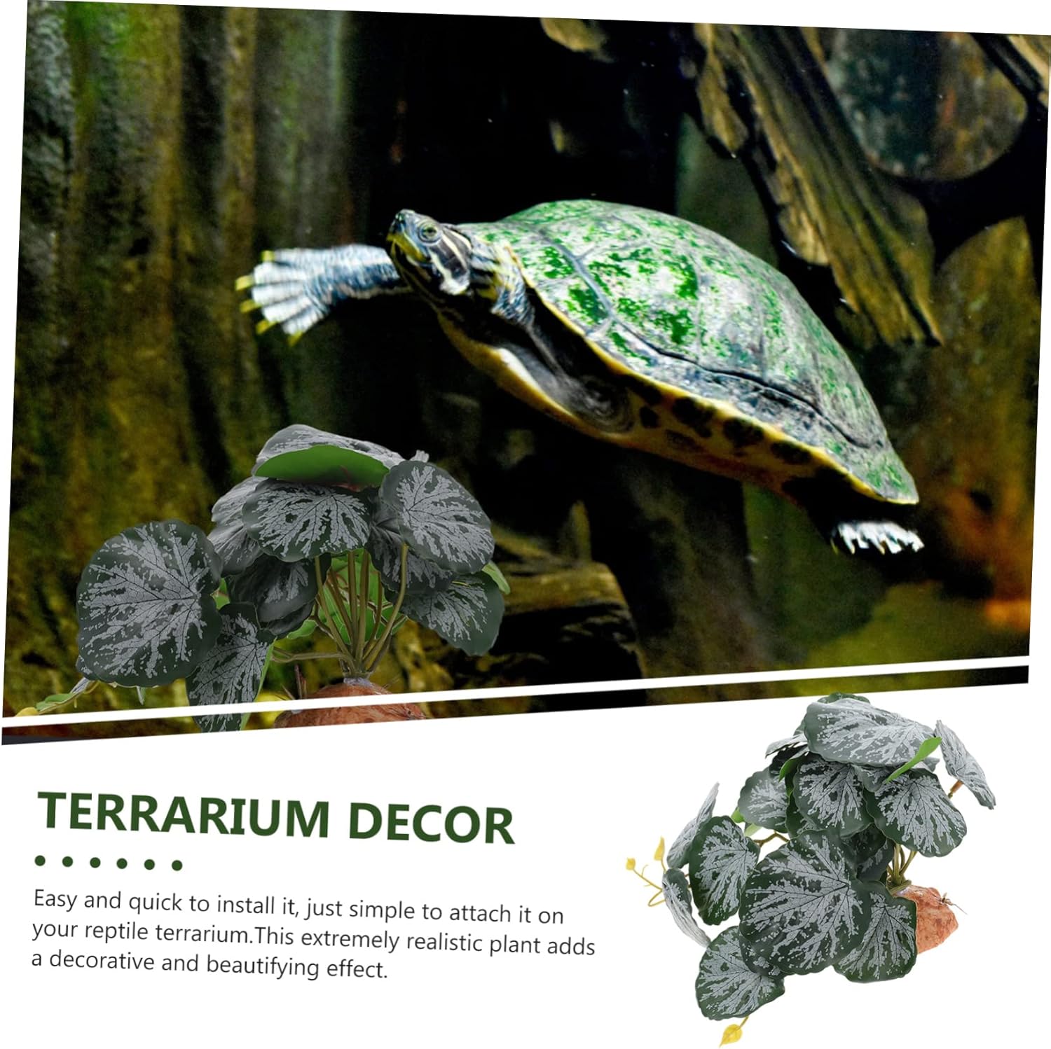 DOITOOL 3pcs Reptile Plant Decor Artificial Plant Accessory for Reptile Tanks for Lizard and Snake Habitats Easy to Install -Looking Terrarium Decoration