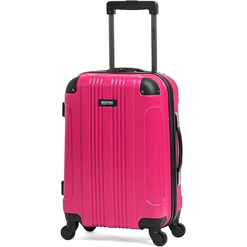 Kenneth Cole REACTION Out of Bounds Lightweight Hardshell 4-Wheel Spinner Luggage, Magenta, 20-Inch Carry On