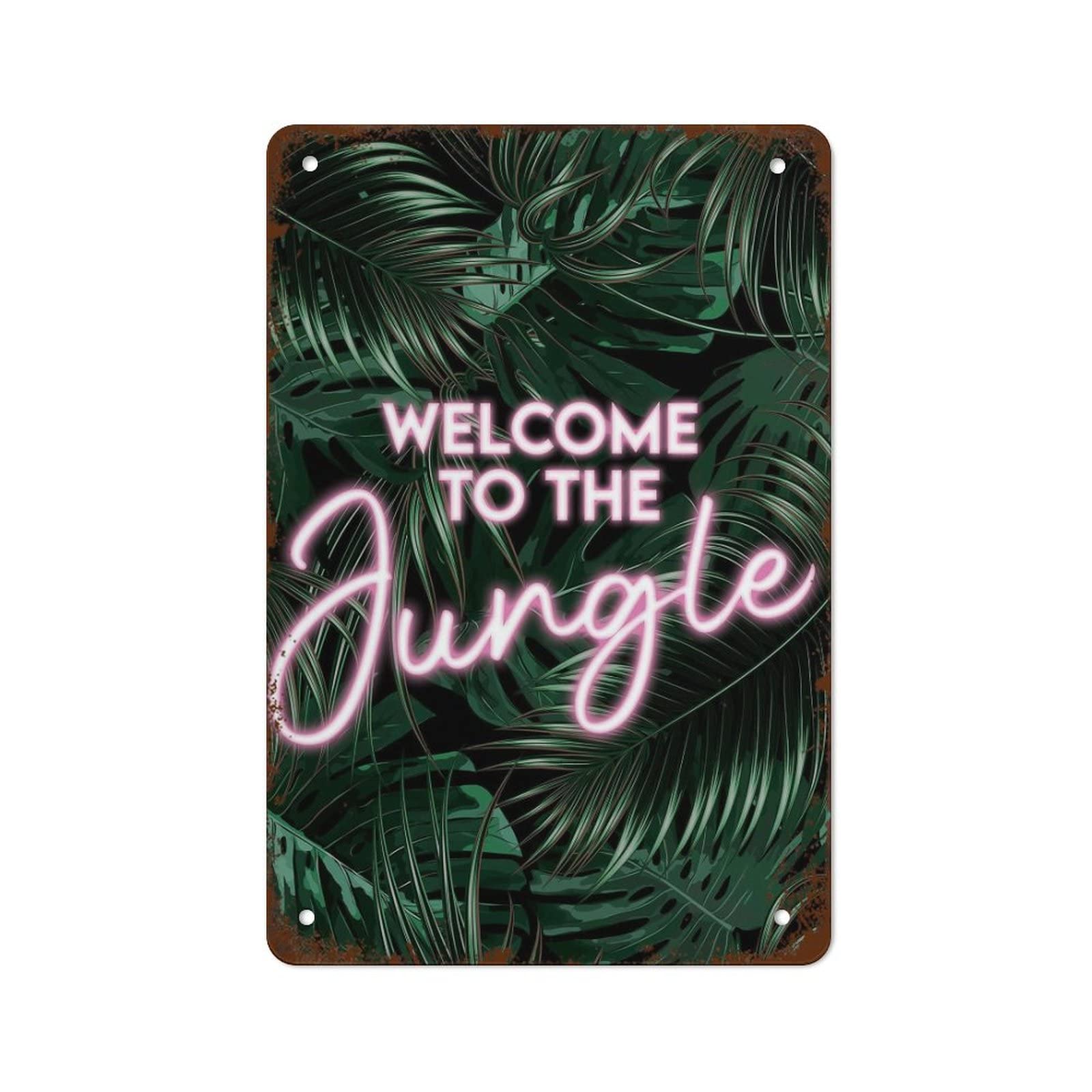 Pibonto Women's Wall Art Welcome To The Jungle Poster Vintage Metal Signs Metal Tin Sign Vintage Wall Decor Retro Art Tin Sign Funny Decorations For Home Bar Pub Cafe Farm Room Metal Poster Gift For Men 8X5.5 Inch