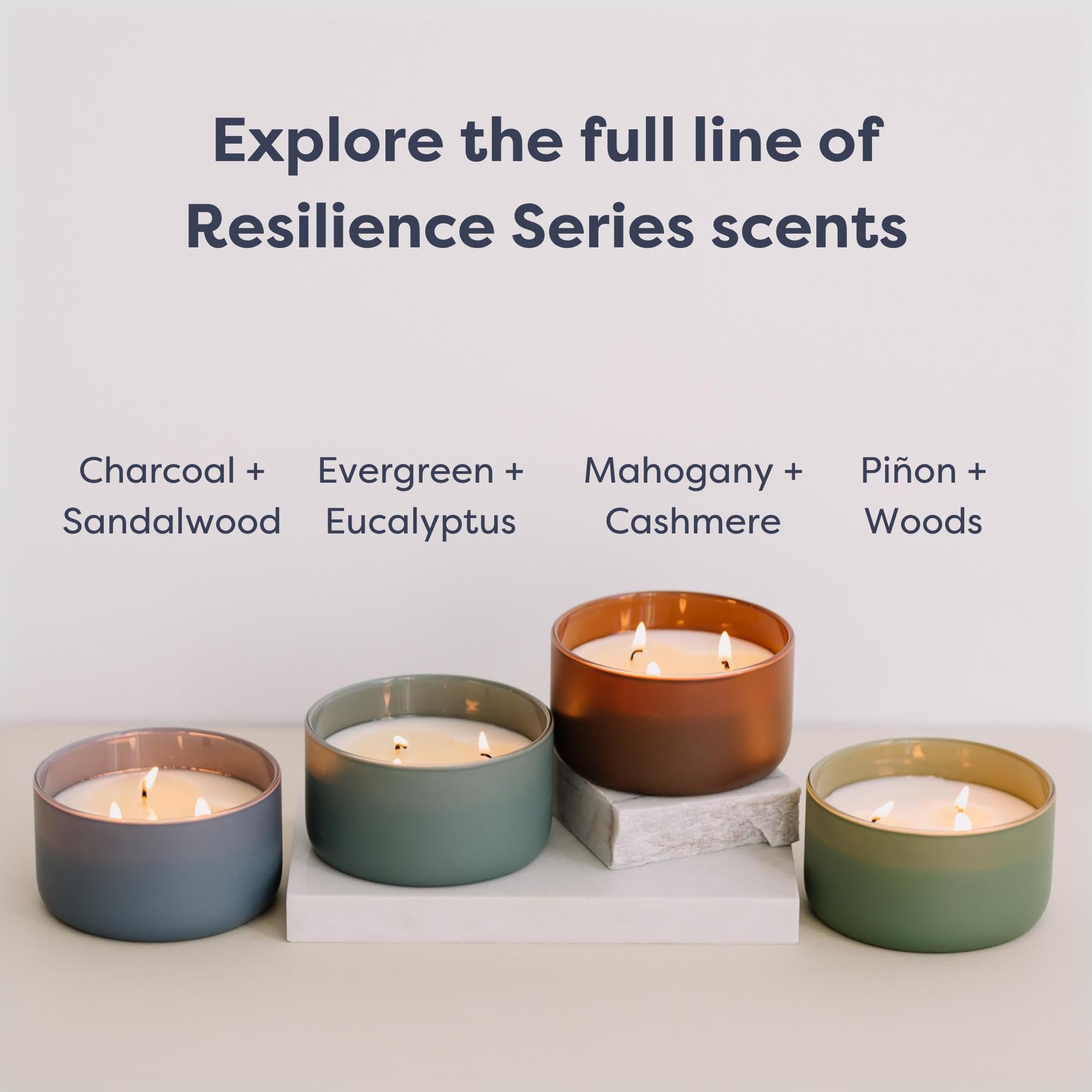 Calyan Wax Co. Candela a 3 stoppini, serie Resilience, candela profumata Evergreen + eucalipto, 30+ ore di combustione, candele di soia con 3 stoppini, cera di soia non tossica e vegana, candele