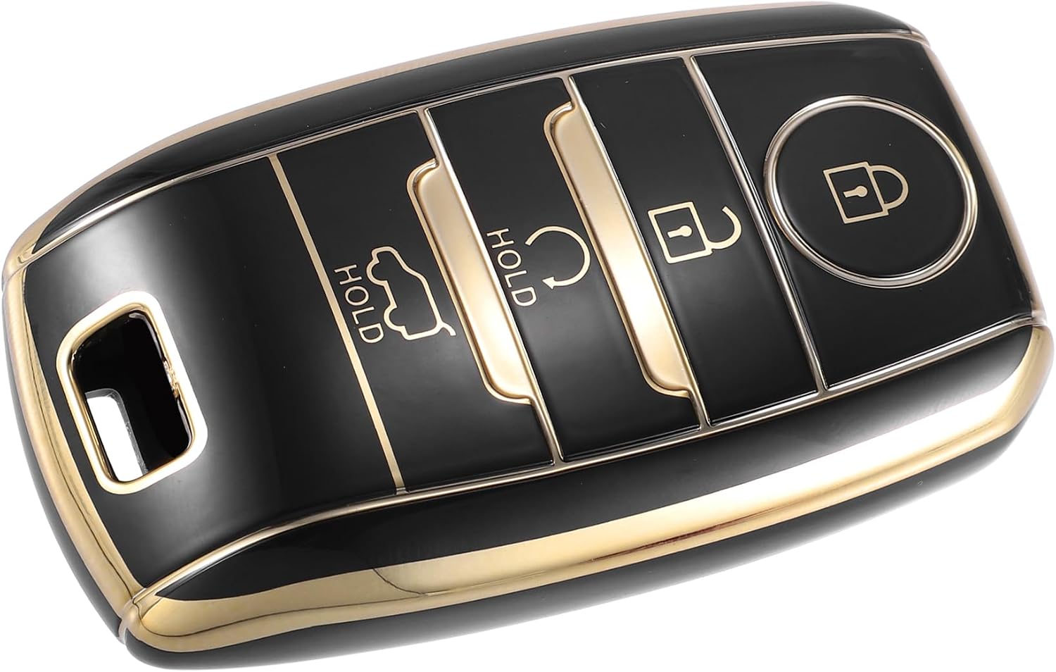 Motoforti Key Fob Cover, Car Accessories, for Kia Forte 2014-2018, TPU, Black Gold Tone