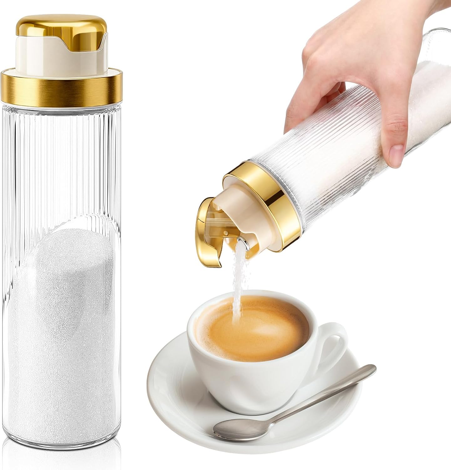 Lemonroad 22 oz Large Glass Sugar Dispenser with Pour Spout for Sugar