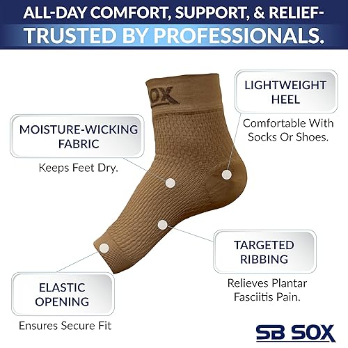 Miniatura 5 de SB Sox mangas para pie de compresión para hombres y mujeres - los mejores calcetines para fascitis plantar para el alivio del dolor de fascitis