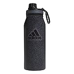 adidas 1 Liter (32 oz) Metal Water Bottle, Hot/Cold Double-Walled Insulated 18/8 Stainless Steel, Twill Black/Black/Grey Five, 32 Ounces