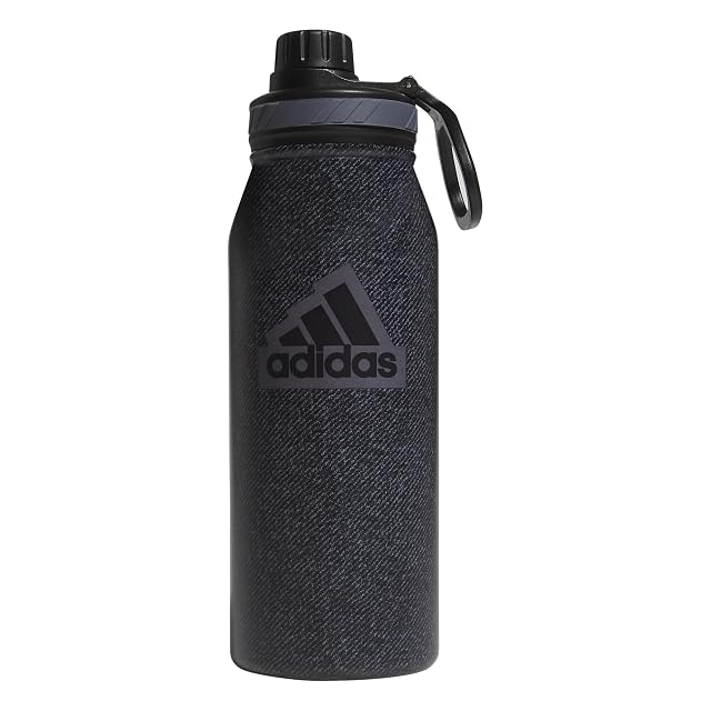 adidas 1 Liter 32 oz Metal Water Bottle Hot Cold Double-Walled Insulated 18 8 Stainless Steel Twill Black