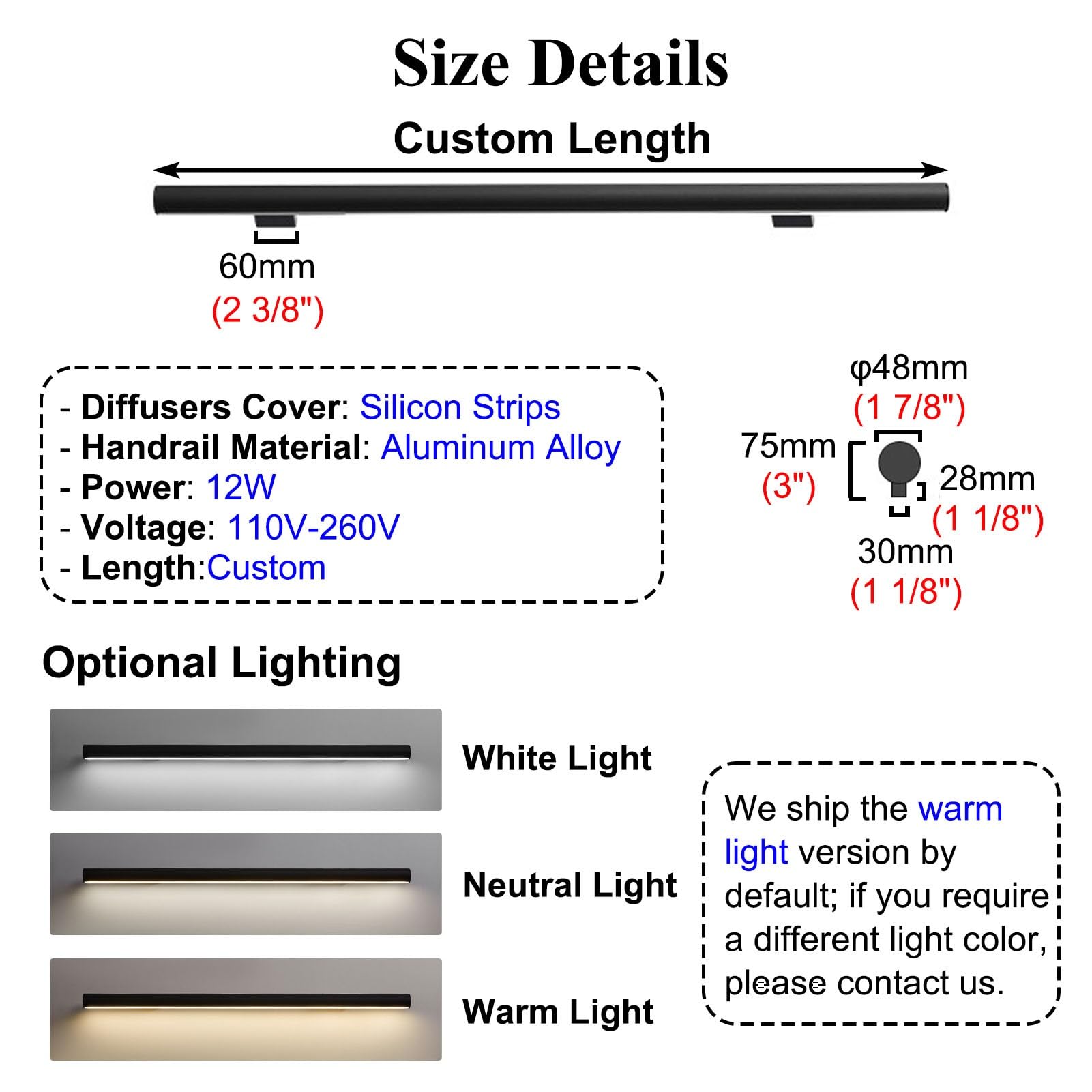 Tira de luz LED con sensor de movimiento de 3 a 20 pies, luces cortables para escaleras y barandillas, iluminación nocturna segura, fácil instalación, solución de seguridad para el hogar (izquierda