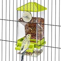 Vista 9 de Rypet Paquete de 2 comederos automáticos para pájaros sin ensuciar, jaula transparente transparente para comederos de loros acrílicos, accesorios