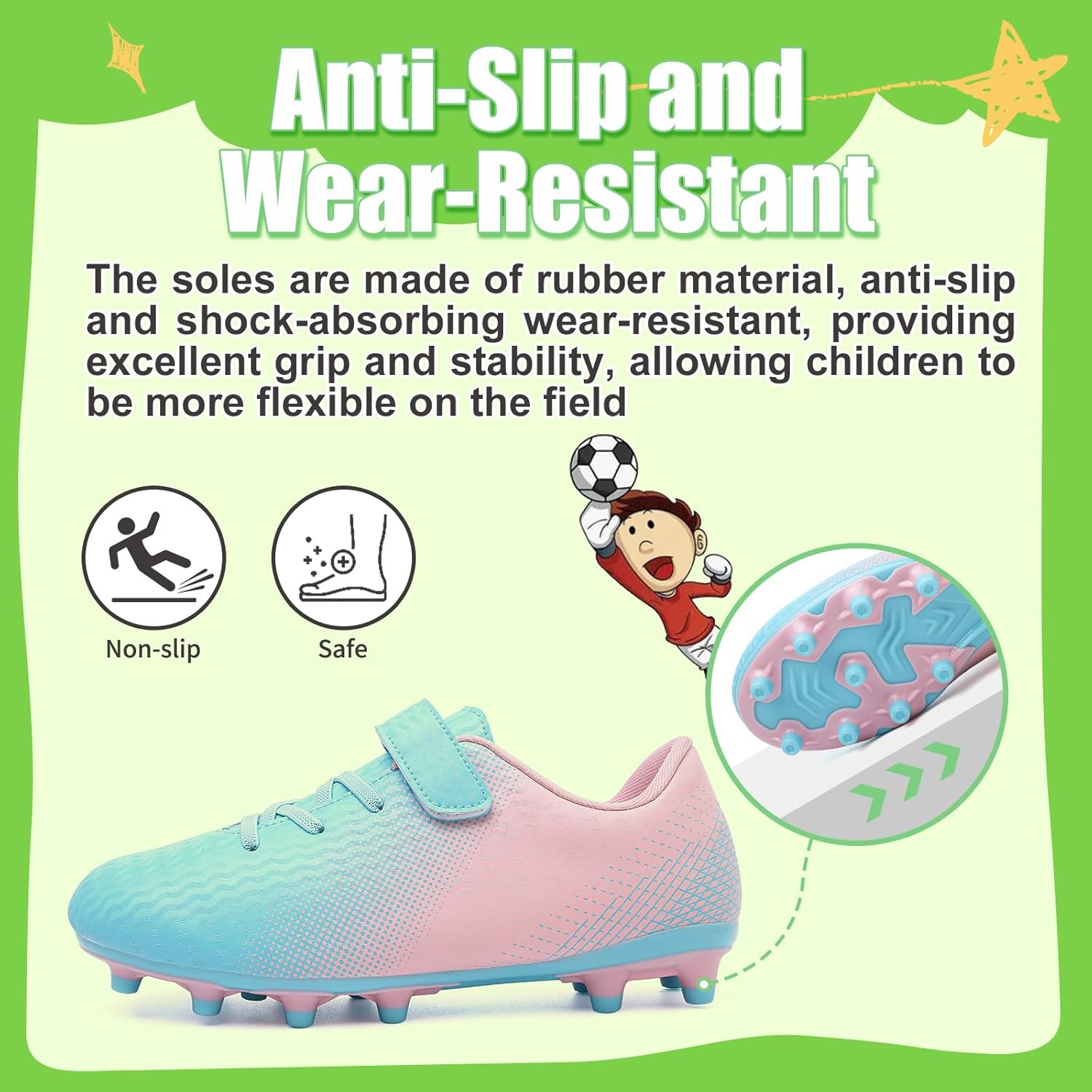 Kids Soccer Cleats Boys Football Cleats Girls Soccer Shoes Outdoor Football Shoes AG