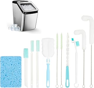 11 Pcs Ice Machine Cleaner Brush Sets, 10Pcs Nylon Bristles with 1 Pcs Cleaning Sponge, Home Kitchen Utility Detail Cleaning Brush Tools
