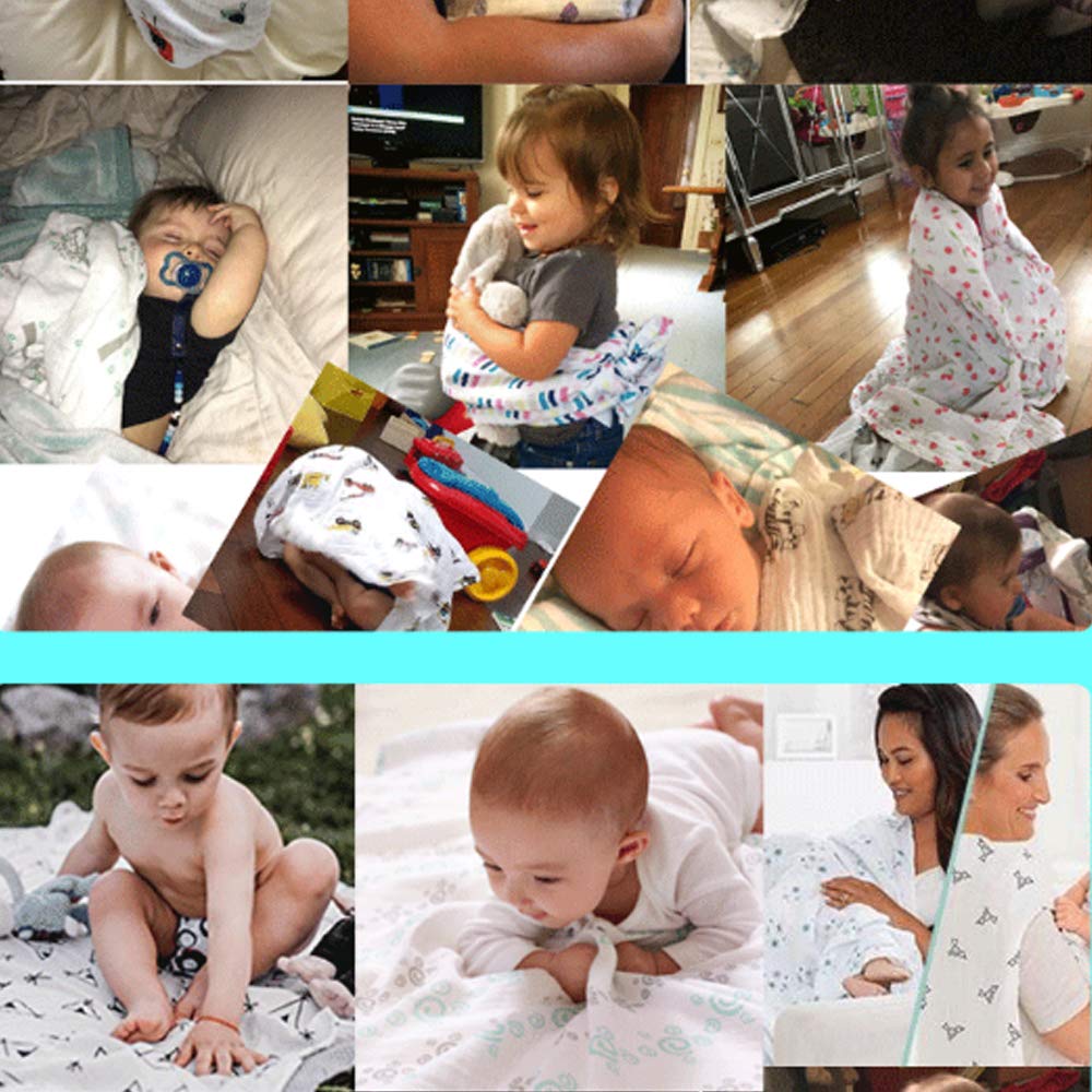 Bambino Swaddle Coperta mussola, 47x47 (3 Pack)"Fox & Deer & Girafe Stampa" Organic mussola di cotone Copertina per per i ragazzi e le ragazze, panni del Burp & Passeggino Copertina