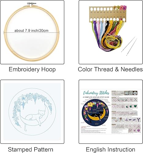 Miniatura 9 de Louise Maelys Kits de bordado cardenal para principiantes con patrón de flor de pájaro, kit de punto de cruz para adultos, kit de punto de cruz para