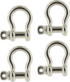 US Cargo Control 1/4 Inch Stainless Steel Type 316 Screw Pin Anchor Shackles in a 4 Pack - Each with a 0.44 Ton Capacity