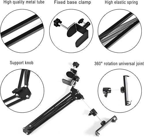 Miniatura 9 de Soporte para tablet para cama, soporte giratorio de 360 grados con brazo de aluminio para iPad, iPhoneXS, N-Switch, Amazon Kindle Fire u otros