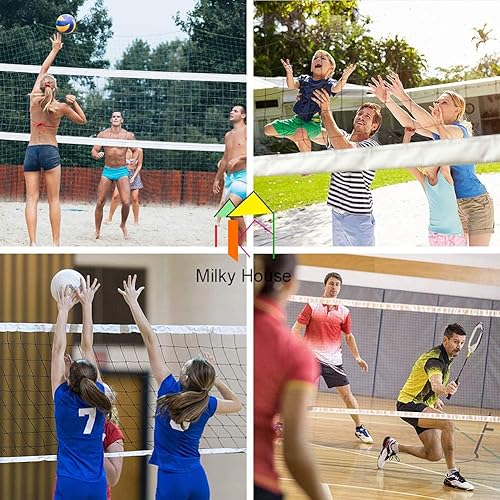 Miniatura 5 de Redes de voleibol, red profesional de voleibol, red de repuesto portátil de voleibol para patio trasero, escuela, deportes, playa, piscina, juego de