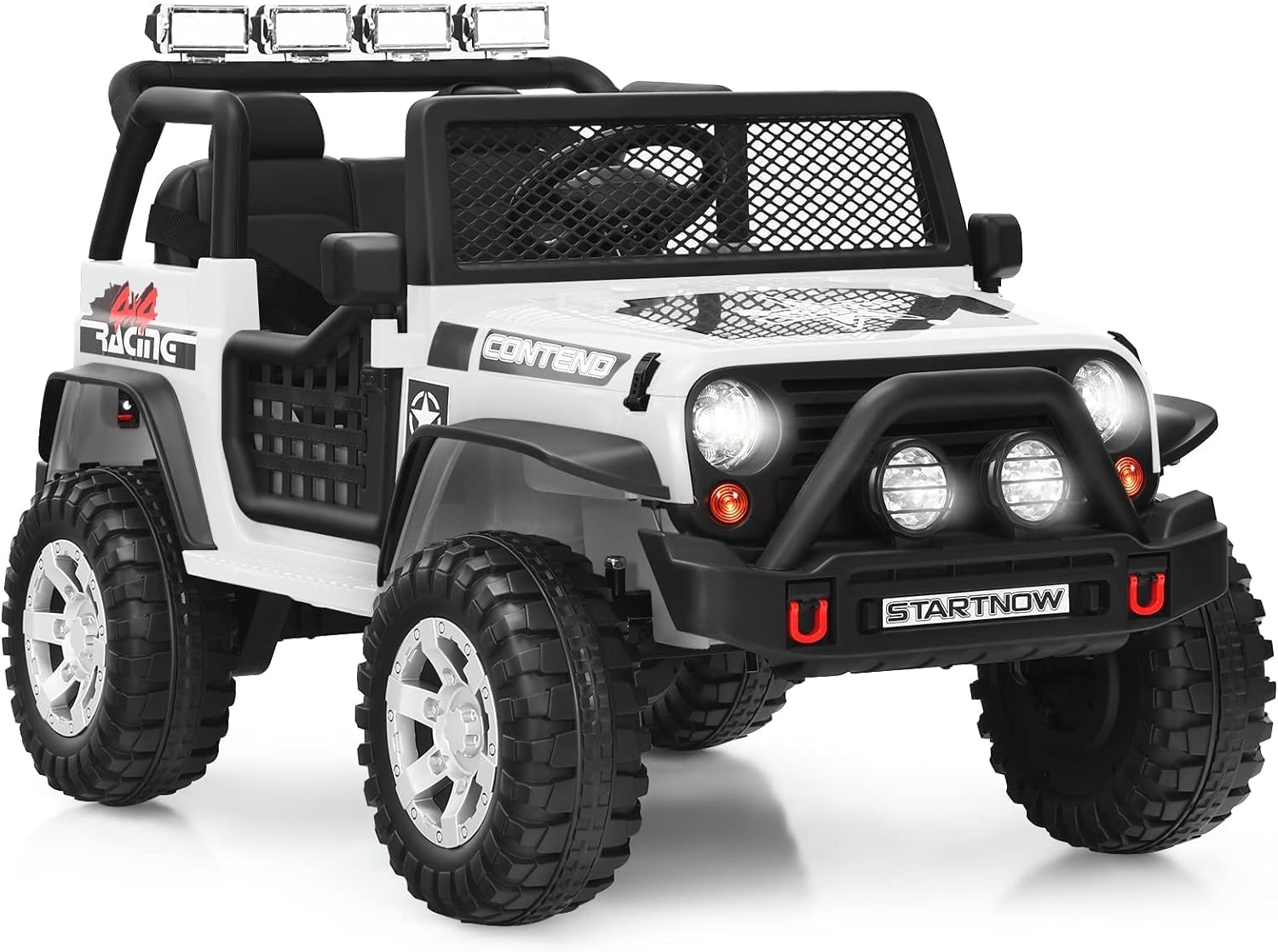 12v 7Ah 2-Seater Ride On Truck Electric Ride On Car for Kids w/Parent Remote Control Battery Powered Off-Road Ride on Toys w/Spring Suspension, LED Lights, Music (WHITE)