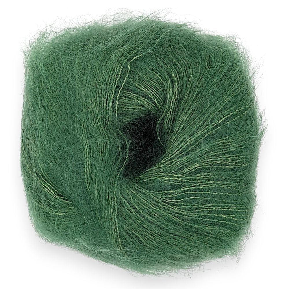 Fulffy, Premium Super Kid Mohair and Silk Lace-Weight Knitting and Crochet Yarn, 25g - Halo Kid Silk 560 Leaf Green