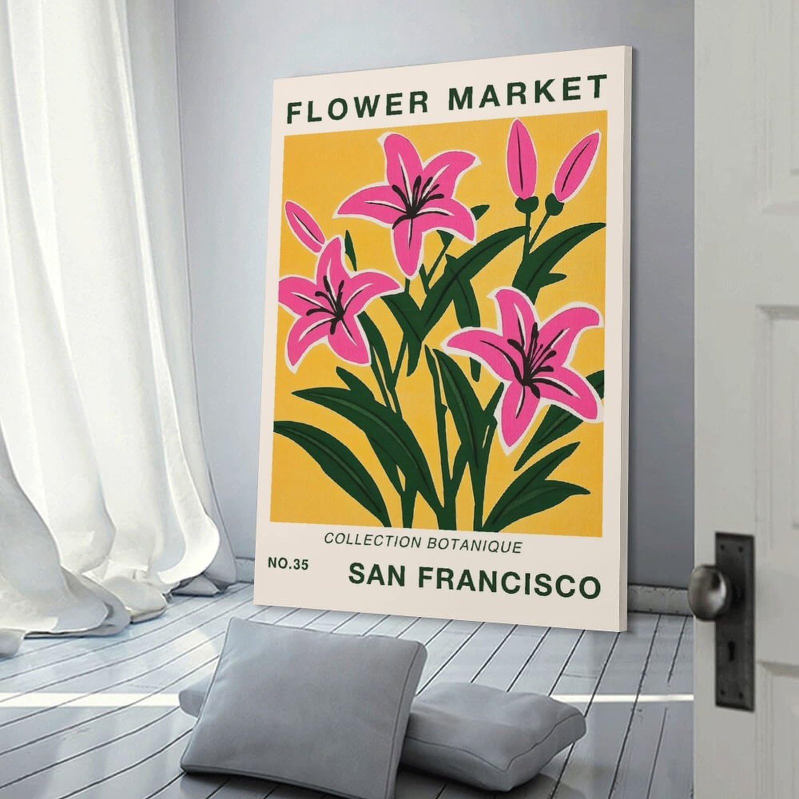 Junmoney Frame-Style-5 San Francisco Flower Market Poster Wall Art Print, 20X30inch(50X75cm), For Living Room, Bedroom, Office Or Hallway, A Flexible Wall Accent For Shared Spaces