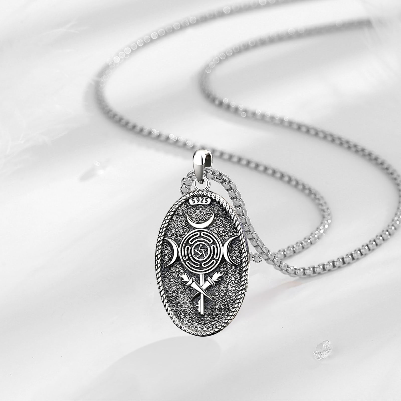 CELESTIA Lilith Pieczęć Wisiorek Naszyjnik Srebro 925 Biżuteria Gothic Witchcraft Wicca Amulet Prezent Kobieta Mama Dziewczyna Dziewczyna