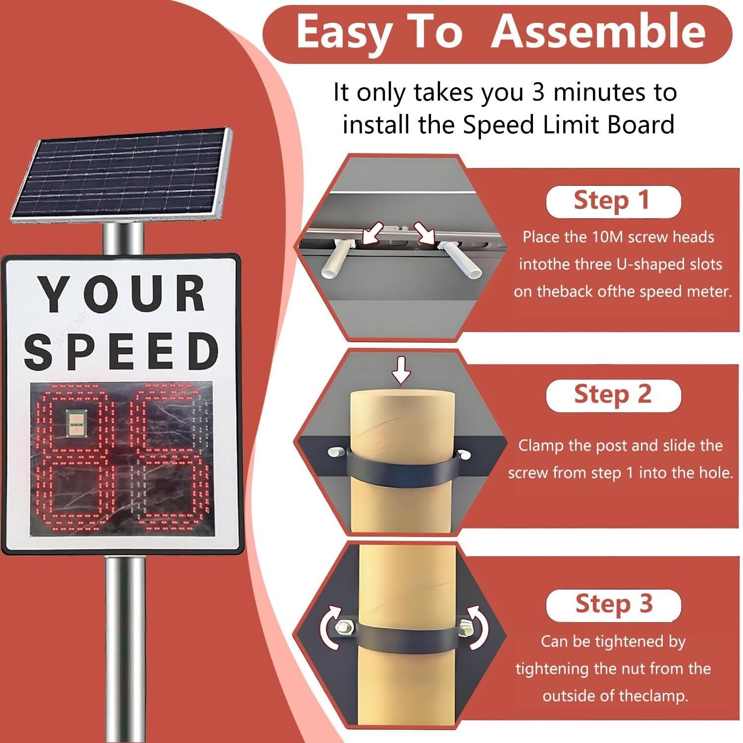 Señales Digitales De Detector Velocidad Rader, Señal Visualización Radar LED con Energía Solar, Resistente Al Agua Ip65, Límite Máximo Ajustable For Seguridad Vial(Yellow,24”*35“)