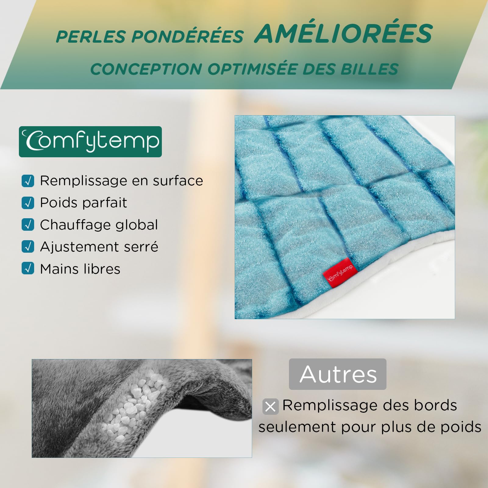 Comfytemp Coussin Chauffant Nuque, 9 Niveaux de Chaleur et 11 Niveaux de Minuterie, Coussin Chauffant pour le Cou et les Épaules, pour une Détente de la Cou, Épaules, Lavable en Machine, 48 × 56cm