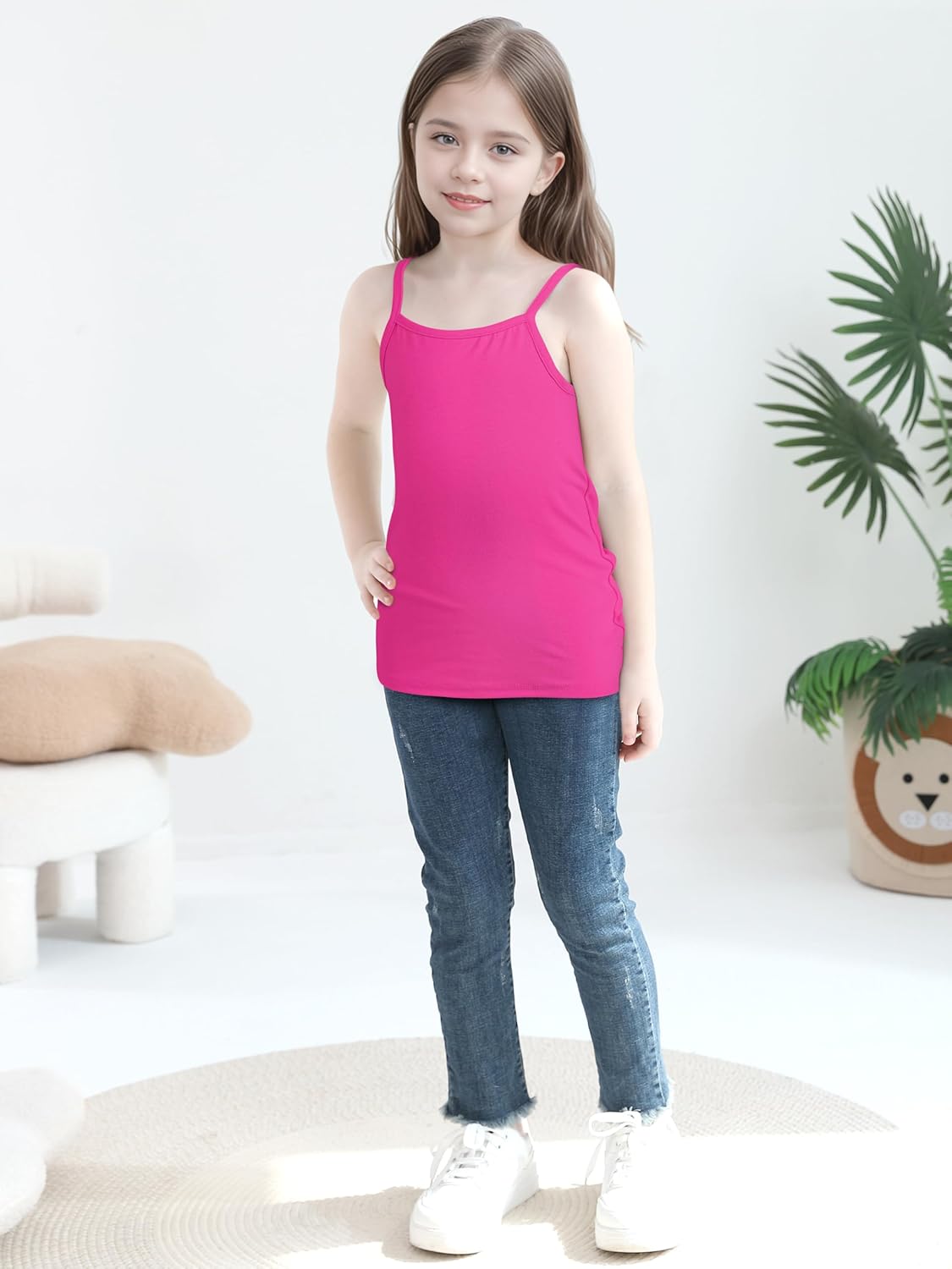 Cooraby 5 Pack Girls Tank Tops Soft Cami Scoop Neck Undershirts Solid Sleeveless Undershirts for Toddler Girls - Image 6