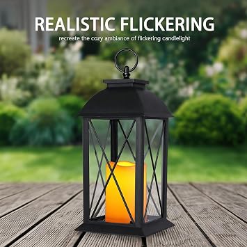 Bdor 13 Inch Outdoor Decorative Lanterns with LED Candle Timer 2 Pack Cross