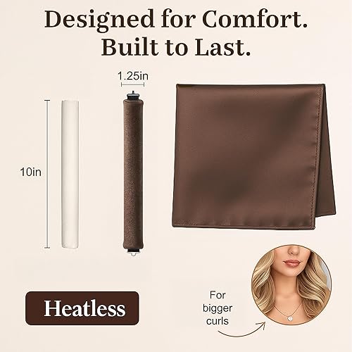 Miniatura 4 de VISOFO - Varillas de soplado durante la noche, rulos sin calor, rizadores de pelo para dormir en rollos de espuma, de terciopelo, satén, largo,