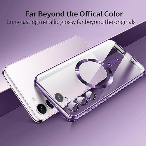 Miniatura 5 de Funda para Samsung Galaxy S23 Plus, fundas para S23 Plus. Magnética metálica, brillante, delgada, transparente, de lujo, suave, a prueba de golpes,