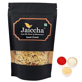 Jaiccha Ghasitaram Bhaidooj Gifts - Farali Chiwda 200 GMS in Black Paper Pouch