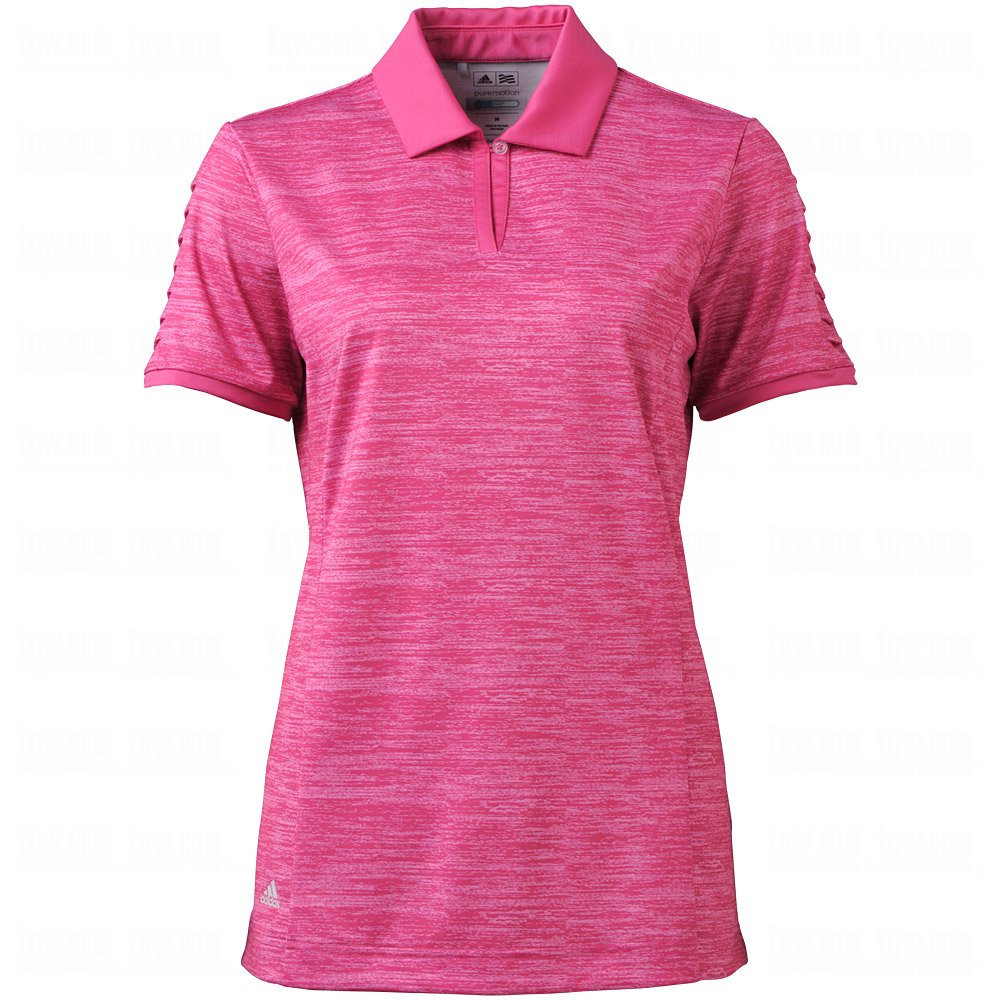 Adidas 2014 Women's Puremotion Textured Pleat Sleeve Polo Shirt (Bahia Magenta /Light Onix - S)