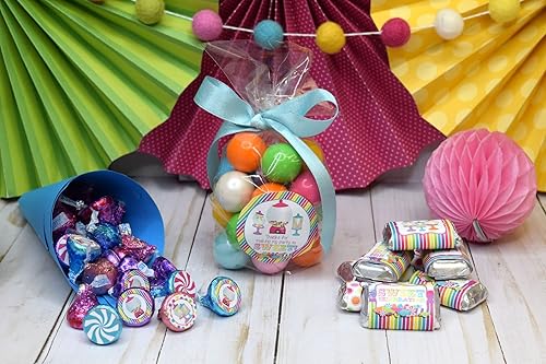Miniatura 2 de Sweet Shoppe Candy Shop - Kit de calcomanías para fiesta de cumpleaños, 429 piezas. Incluye 60 calcomanías circulares de 2 pulgadas para recuerdos y