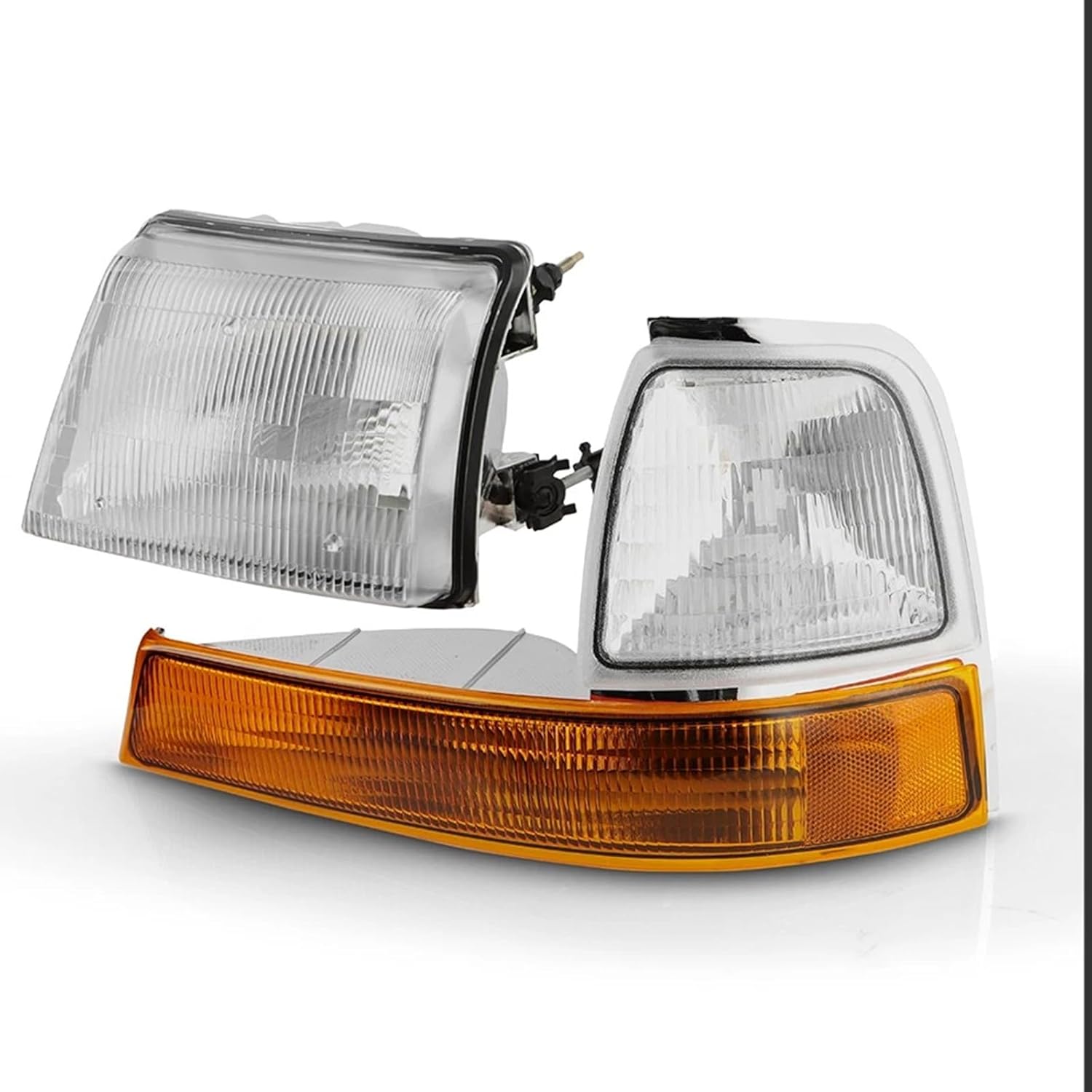 4Pcs Chrome Amber Headlight Assembly with Corner Lights Set for 1998 1999 2000 Ford Ranger Pickup Truck Halogen Headlamp Driver and Right Passenger Side, Factory OE Style - Image 3