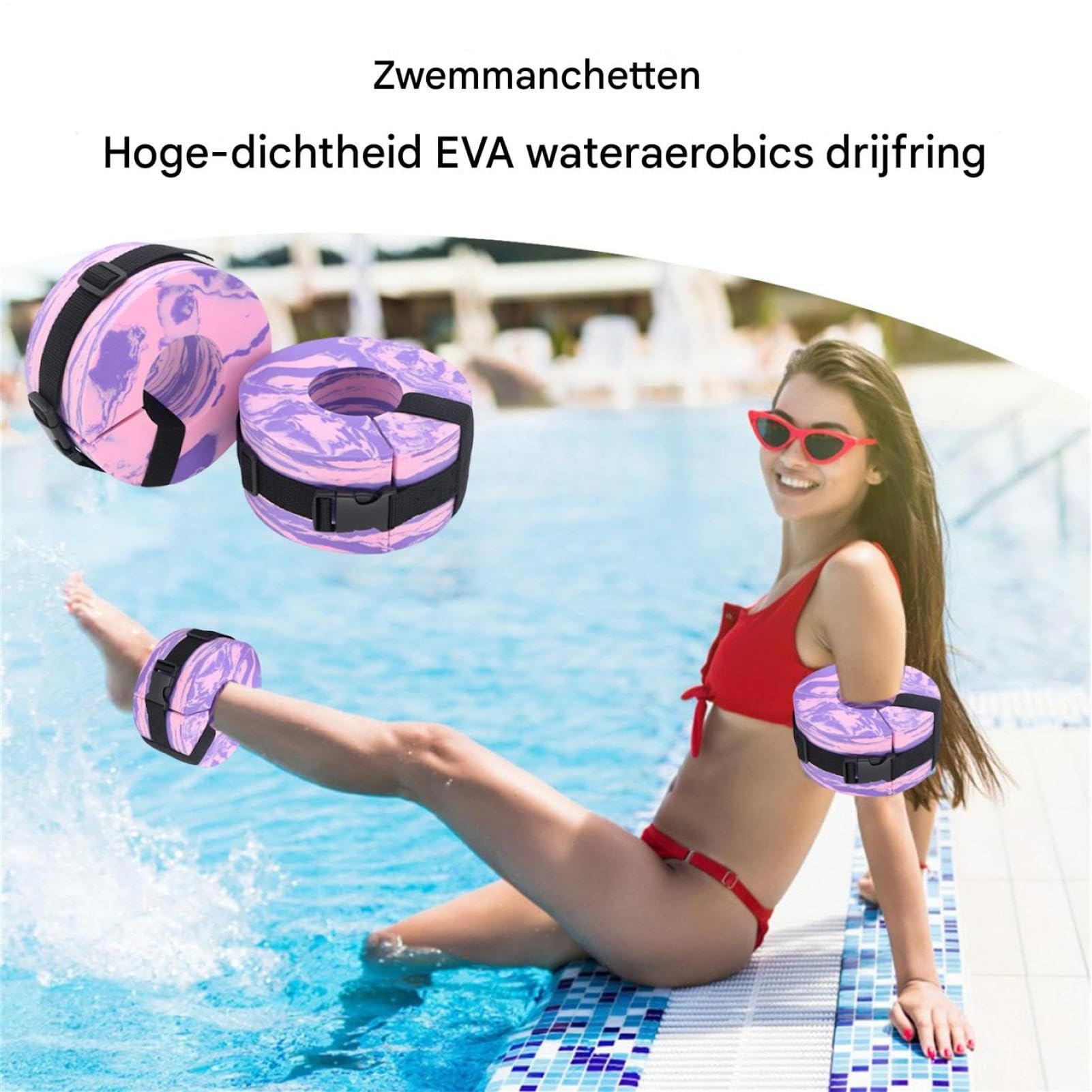 Pesas de tobillo de agua - Puños de agua de natación para gimnasio, aeróbicos acuáticos Fitness Natación Anillo flotador de natación, Pulseras de tobillos portátiles ajustables, Equipo de piscina |