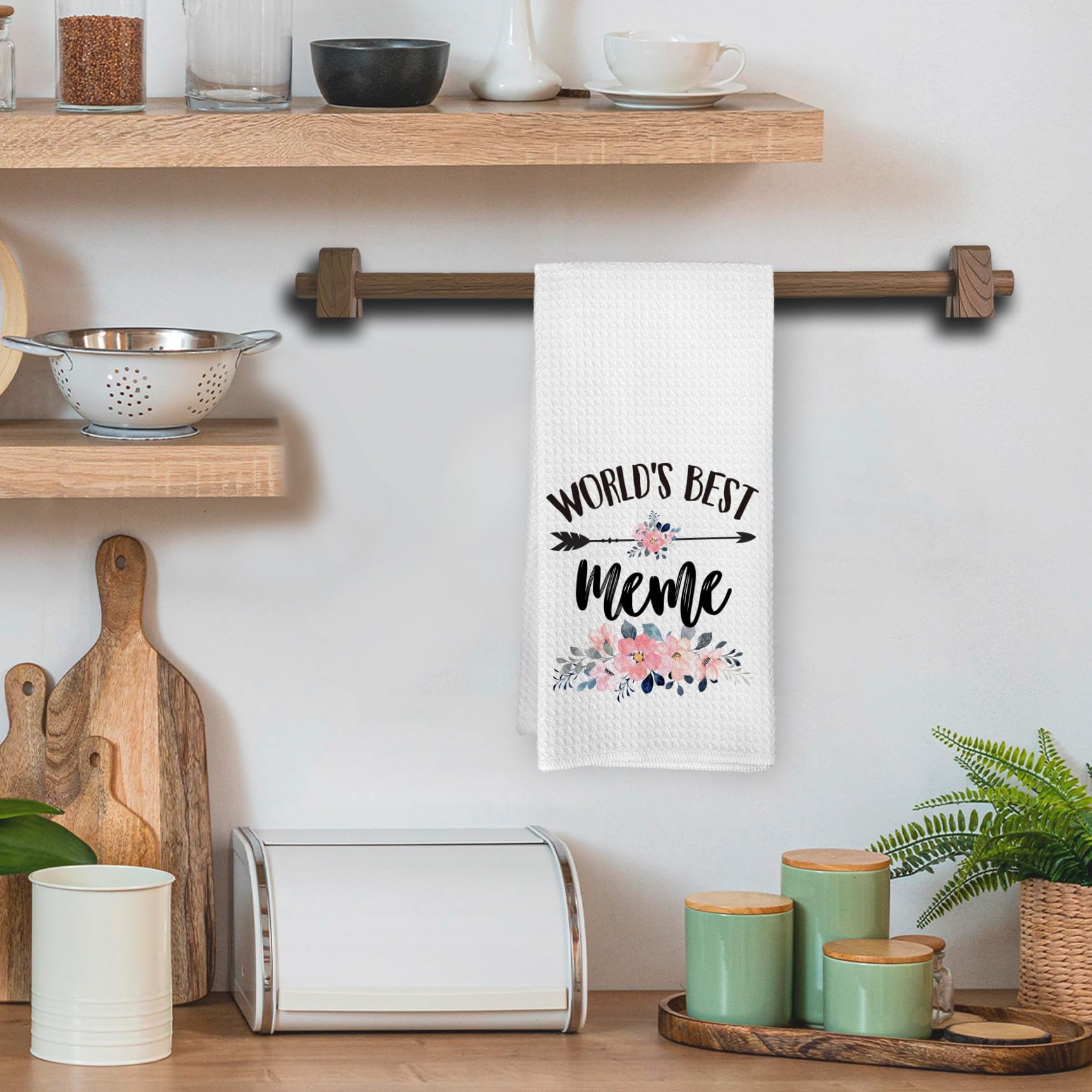 Meme Gifts Kitchen Towels, Mother's Day Christmas Birthday Gifts for Grandma from Grandkids Hand Towels Bathroom Decor, World's Best Meme Dishcloths Dish Towel for Kitchen 16x24 Inches