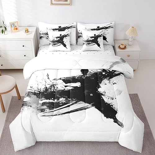 jejeloiu Kids Taekwondo Comforter Set 7 Pieces Twin Size Kungfu Karate Bedding S