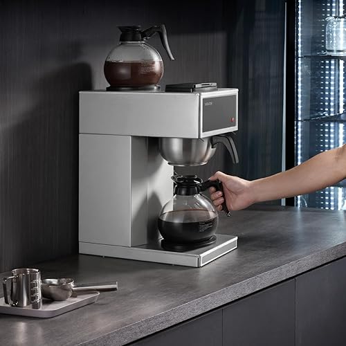 Miniatura 8 de VEVOR Cafetera comercial de goteo, cafetera de 12 tazas con 2 jarras de vidrio y 2 platos calentadores de decantador, cafetera de acero inoxidable