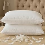 BHZ Down Feather Standard/Queen Pillows Set of 2 Pack, Luxury Hotel Collection Goose Bed Pillows for Sleeping Firm Soft Support for Side, Back, Stomach Sleepers for College Dorm Essentials, White