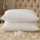BHZ Down Feather Standard&sol;Queen Pillows Set of 2 Pack&comma; Luxury Hotel Collection Goose Bed Pillows for Sleeping Firm Soft Support for Side&comma; Back&comma; Stomach Sleepers for College Dorm Essentials&comma; White