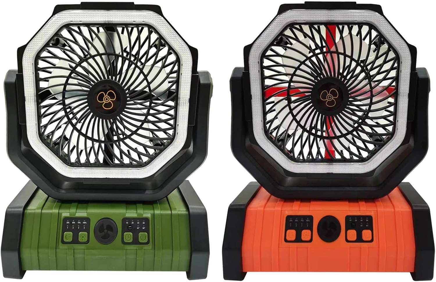 Portable Tent Fan Multifunctional Hanging Ceiling Fan With Lights Rechargeable Camping Fan Hanging Fan Plastic Material Outdoor Camping Fan, Army Green