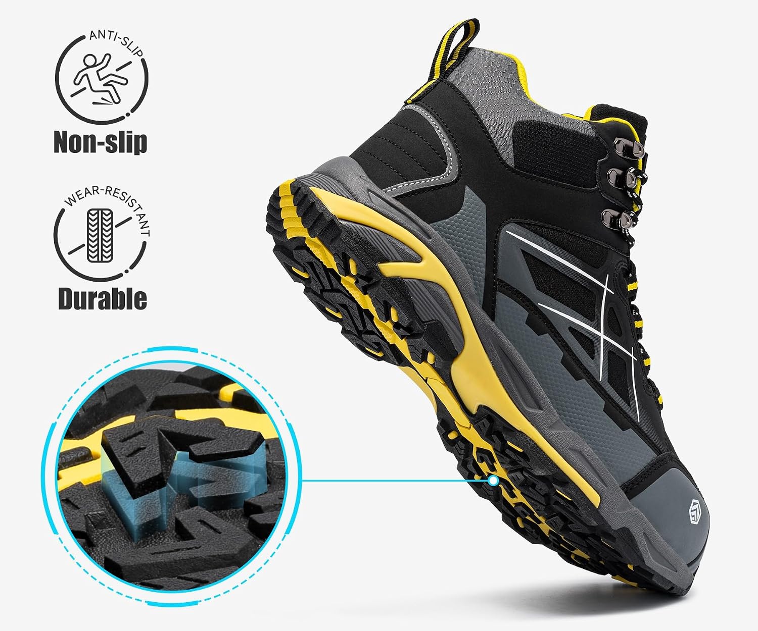 LARNMERN Steel Toe Boots Men Comfortable Work Safety Shoes Hiking Sneakers image 5