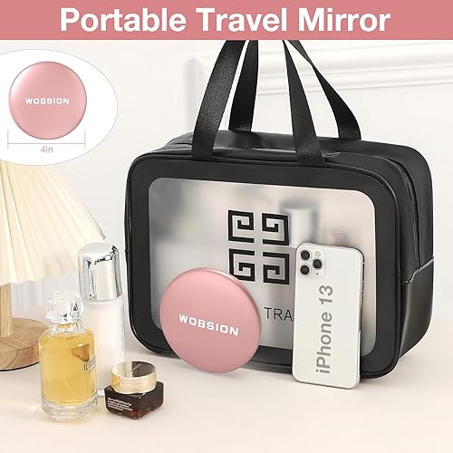 Miniatura 61 de WOBSION Espejo compacto de viaje, espejo portátil de maquillaje LED 1x/10x con aumento, espejo de bolsillo de mano de 2 lados, espejo pequeño de 3.5