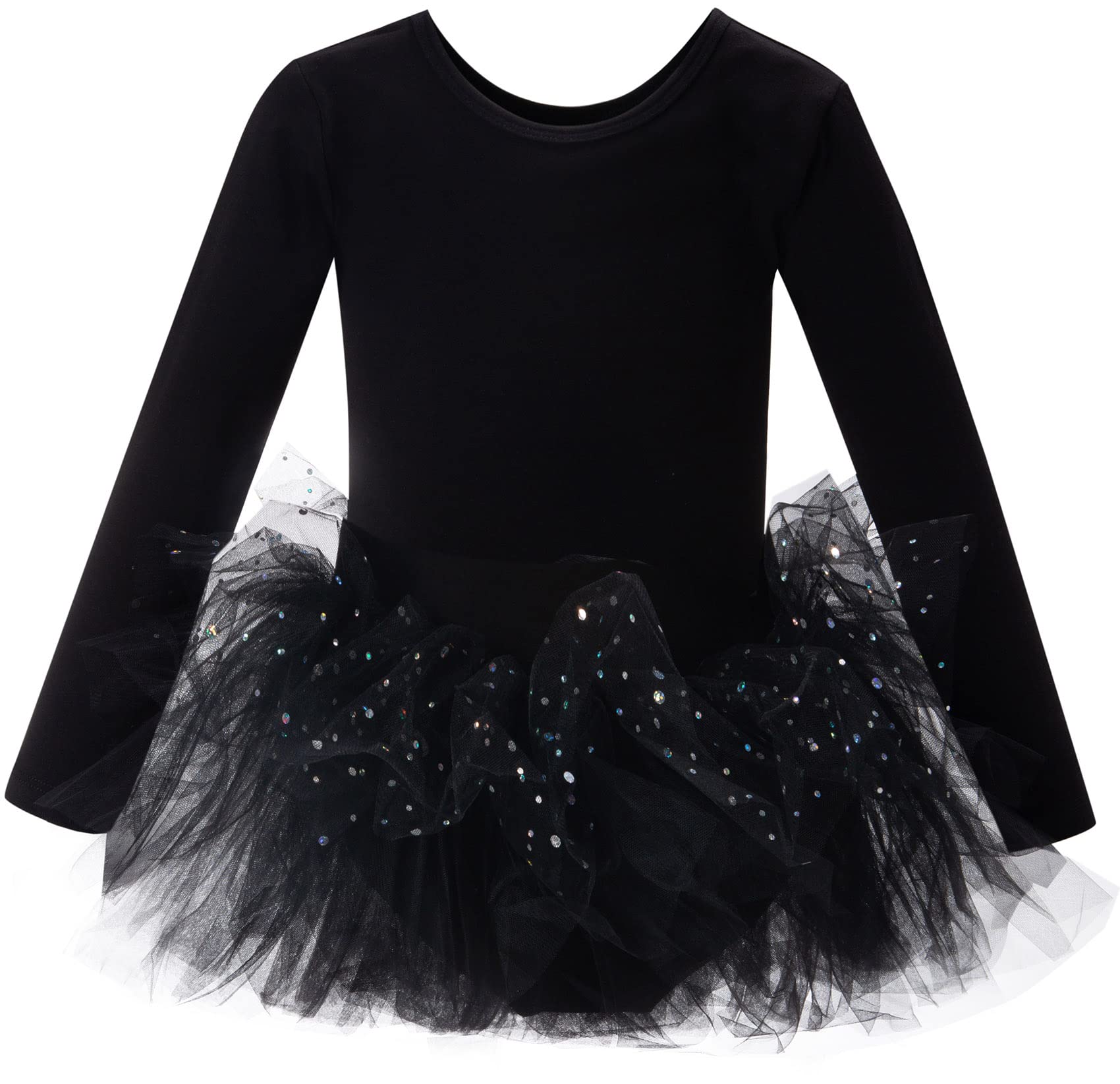 MdnMd Short Sleeve Glitter Dance Ballet Tutu Leotard Ballerina Outfit for Girls Toddler