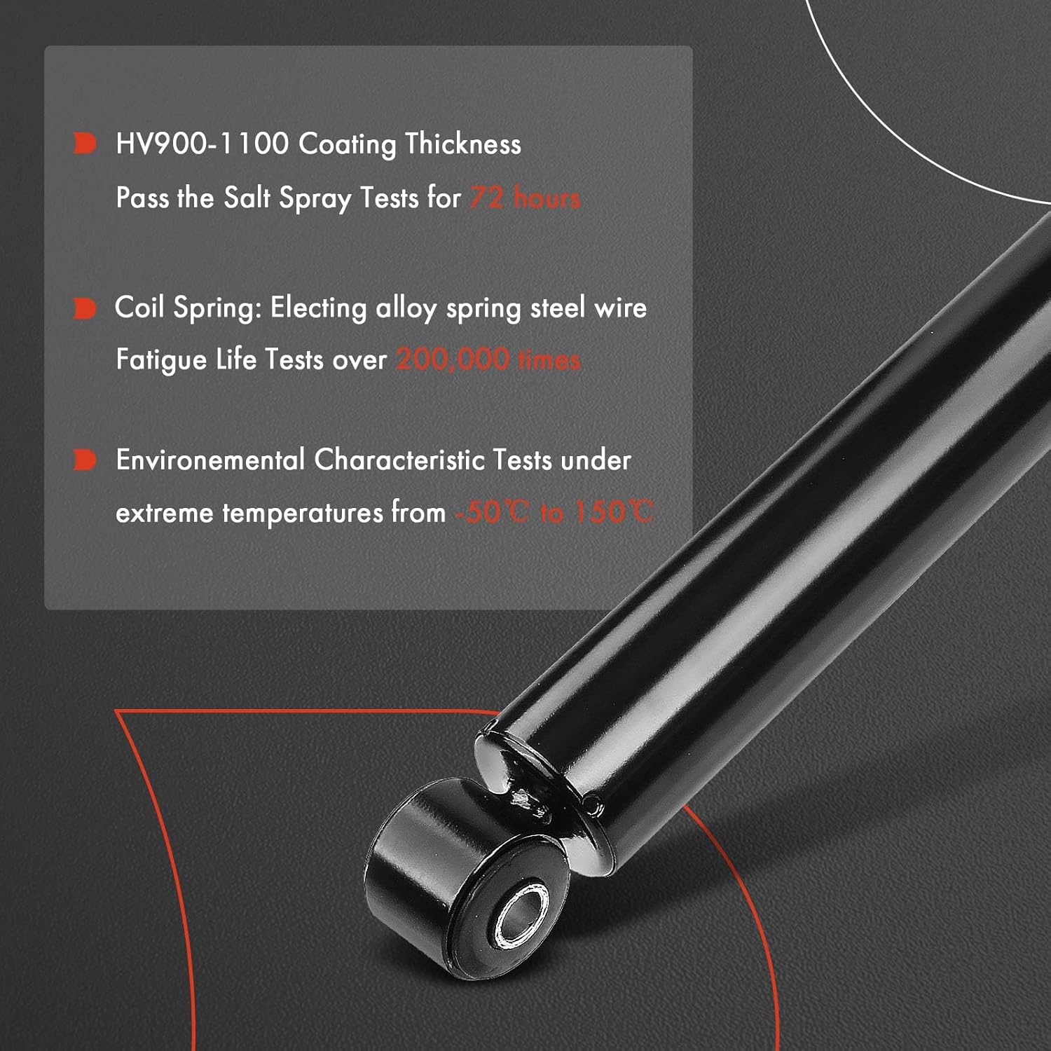 A-Premium Rear Shocks Compatible with Chevrolet Silverado 1500 1999-2007 & Dodge Ram 1500 1994-2002 & GMC Sierra 1500 1999-2007 - [RWD, Exc. Electronic Susp] - 2x Replacement Suspension Strut