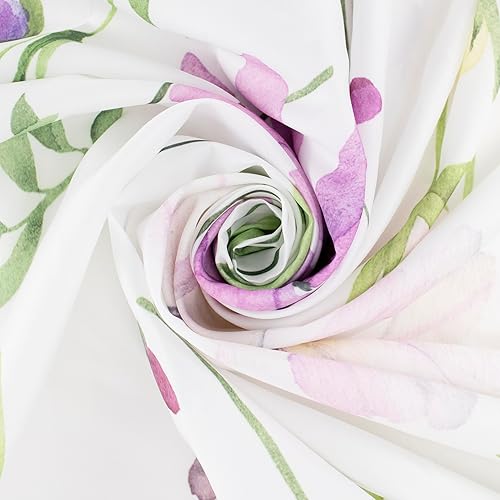 Miniatura 4 de LB Aesthetic Wildflower Shower Curtain Cute Bee Orange Honeycomb Shower Curtain Set with Hooks Floral Green Plant Waterproof Washable Fabric Shower