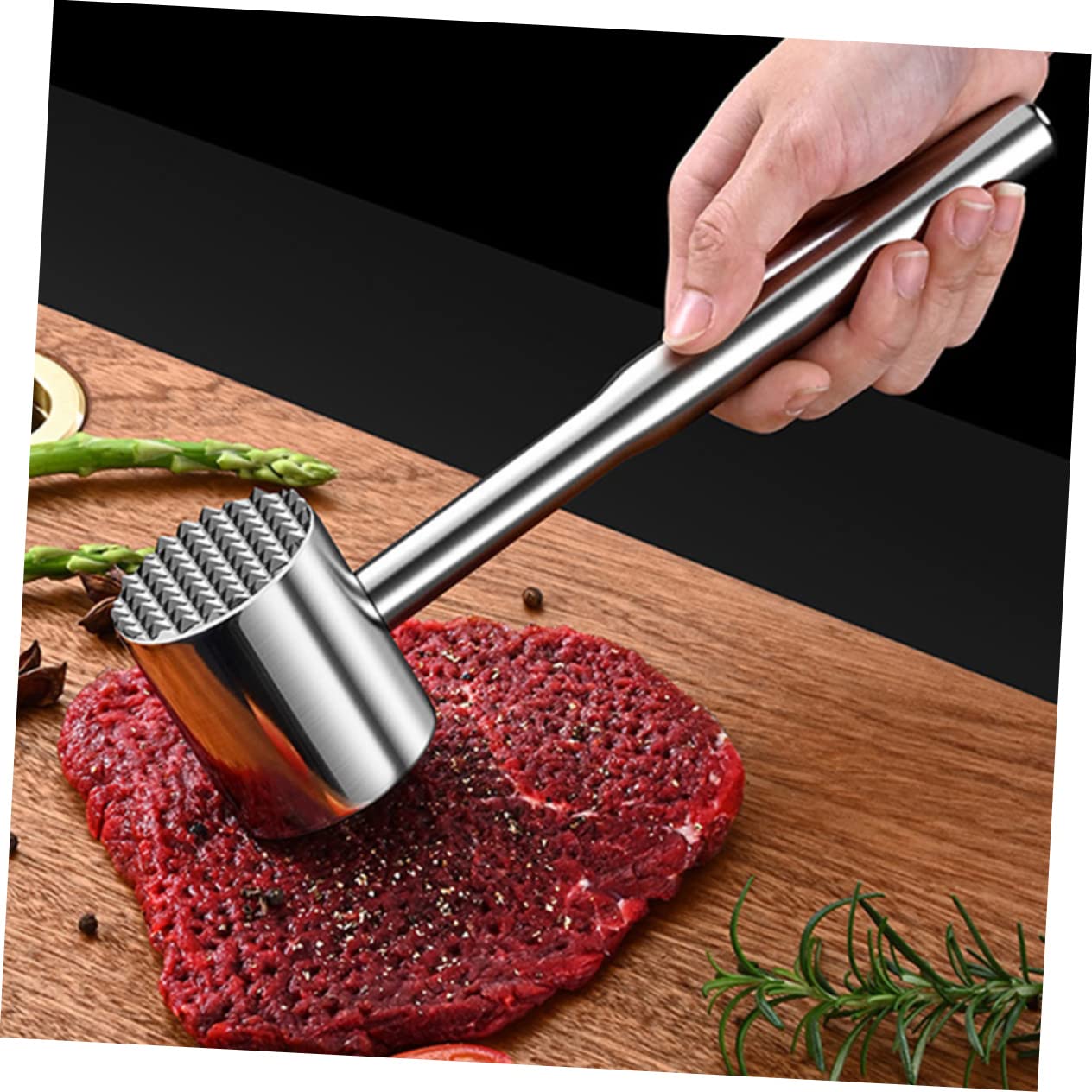 GRIRIW Professional Meat Mallet Tenderizer Tool with Hanging Versatile Kitchen Accessory for Beef Chicken and Pork for Tenderizing and Crushing Nuts and Ice